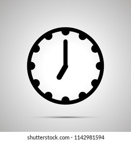 Clock face showing 7-00, simple black icon isolated on white