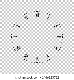 Clock face sign. Black icon on transparent background. Illustration.