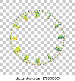 Clock face sign. Blue to green gradient Icon with Four Roughen Contours on stylish transparent Background. Illustration.