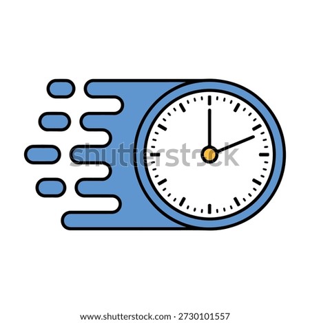 Clock face with speed lines illustrating time management and urgency in a modern design style