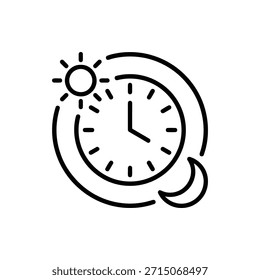 Cara Del Reloj Con El Sol Y La Luna Ciclismo Alrededor Del Borde
