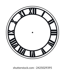 diseño del vector de la cara del reloj. silueta negra aislada sobre fondo blanco. estilo americano antiguo.