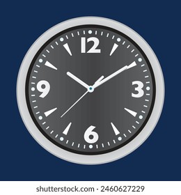 Clock face vector. Time watch icon. Round wall office alarm timer with arrow pointer for minute and hour countdown isolated on white background