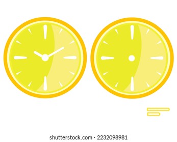 Clock face or watchface with line and triangle, normal or minimal watch face is designed by slice pineapple, blank clock face mock up with hour, minute hands; vector icon