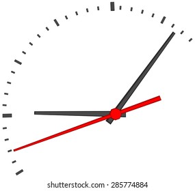 Clock face without numbers on isolated white background. Vector illustration. Close-up view