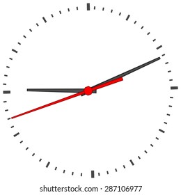 Clock face without numbers on isolated white background. Vector illustration. Close-up view