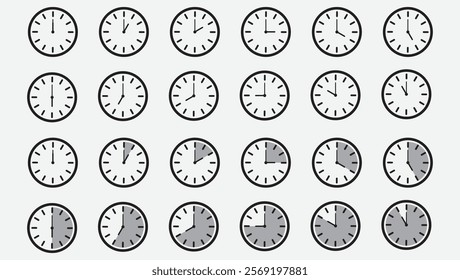 Clock Faces Showing Time Collection for Graphic Design Projects Realistic Clock Face Set for Digital Illustrations Web Design App Interfaces Time Tracking and Creative Designs