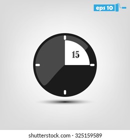 clock, fifteen minutes