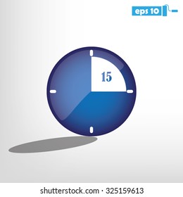 clock, fifteen minutes