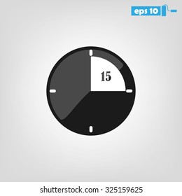 clock, fifteen minutes