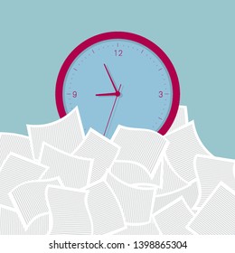 The clock is in the file heap. Isolated on blue background.