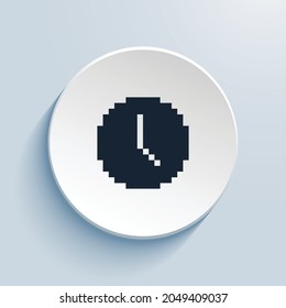 Die Uhr füllt Pixel-Kunst-Symbol-Design. Circle-Form im Button-Stil einzeln auf weißem Hintergrund. Vektorgrafik