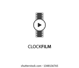 Clock Film logo template design vector