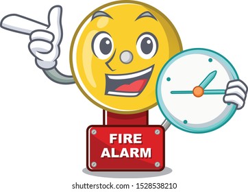 With clock fire alarm isolated with the mascot