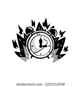 Clock in a fire, deadline, punctuality, time control concept, time is running out vector Illustration on a white background