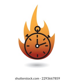 clock and fire icon. fast delivery. promotion banner vector.
