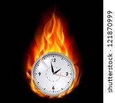 Clock in Fire. Illustration on black background for design