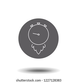 Clock in fire line icon, outline vector sign, linear style pictogram isolated on white. Deadline symbol, logo illustration. Editable stroke