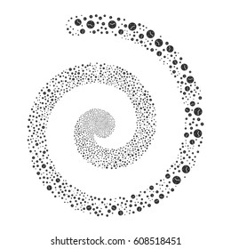 Clock fireworks whirlpool spiral. Vector illustration style is flat gray scattered symbols. Object whirlpool constructed from scattered design elements.