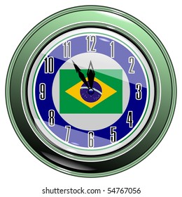 Clock with a flag of Brazil vector eps10