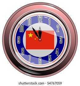 Clock with a flag of China vector eps10