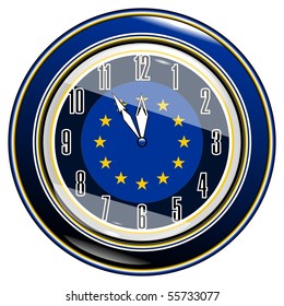 Clock with a flag of European Union vector eps10