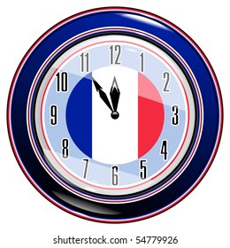 Clock with a flag of France vector eps10