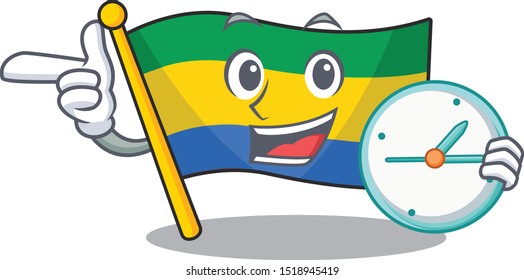 With clock flag gabon flown on mascot pole