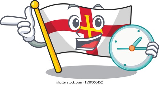 With clock flag guernsey with the cartoon shape