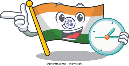 With clock flag indian with the mascot shape