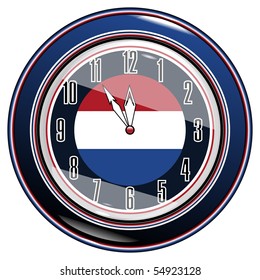 Clock with a flag of Netherlands vector eps10