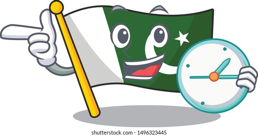 With clock flag pakistan character in shaped mascot