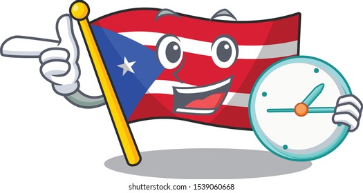 With clock flag puerto rico with the character