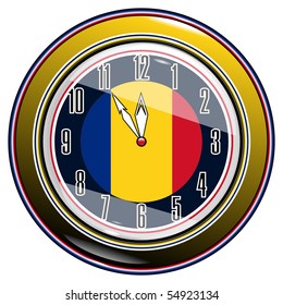 Clock with a flag of Romania vector eps10