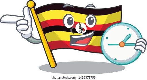 With clock flag uganda in the mascot shape