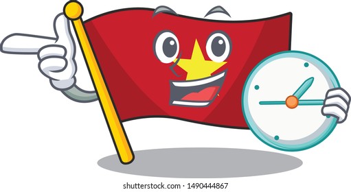 With clock flag vietnam isolated with the character