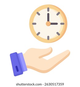 Clock flat color icon. Simple vector icon design in flat color style. Editable vector format