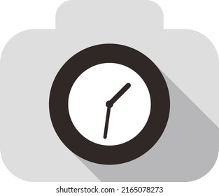 Clock flat fashion icon design, camera is the background, watch icon, vector