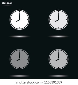 Clock flat grayscale vector icon.