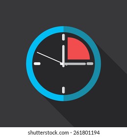 Clock flat icon design. Web design icon.