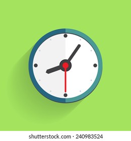 Clock Flat Icon with Long Shadow. Vector illustration EPS10.