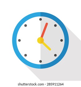 Clock Flat Icon With Long Shadow