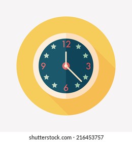 Clock flat icon with long shadow,eps10