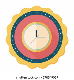 Clock flat icon with long shadow,eps10