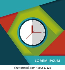 Clock flat icon with long shadow,eps10