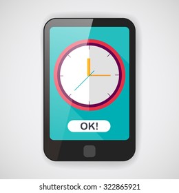 Clock flat icon with long shadow,eps10