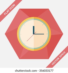 Clock flat icon with long shadow,eps10
