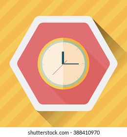 Clock flat icon with long shadow,eps10