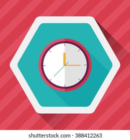 Clock flat icon with long shadow,eps10