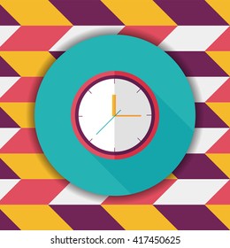 Clock flat icon with long shadow,eps10
